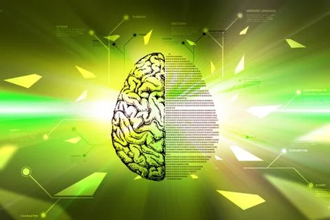 Technical brain  in color background Stock Illustration