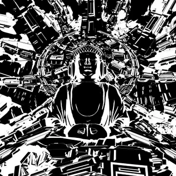 Technical Buddha concept Illustrazione stock
