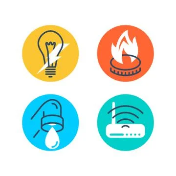Technical building system icons set Stock-Illustration
