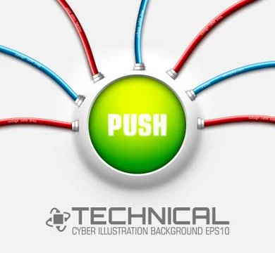 Technical button push with wire background. Vector illustration Stock Illustration