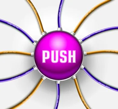 Technical button push with wire background. Vector illustration Illustrazione stock