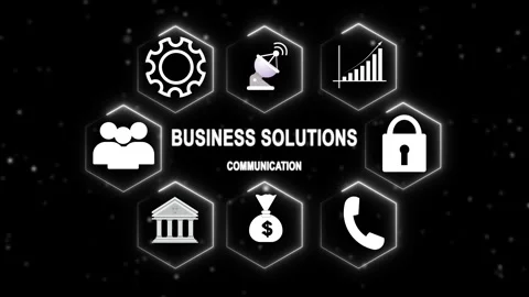 Technical communication icons connect corporate data modules. Communication.. Stock Footage 340997942