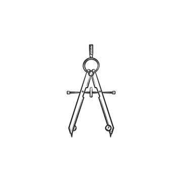 Technical compass hand drawn sketch icon. Stockillustratie