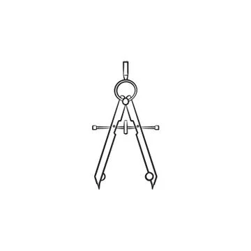 Technical compass hand drawn sketch icon. 스톡 일러스트