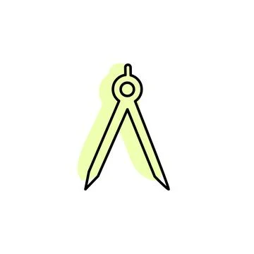 Technical compass outline with color shadow vector icon in education set Stock Illustration