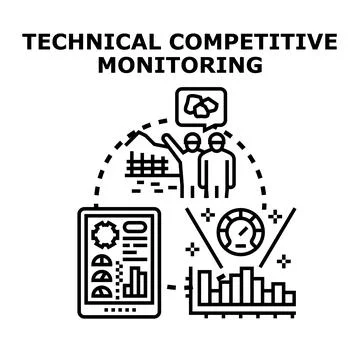 Technical competitive monitoring process vector concept Illustrazione stock
