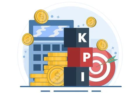 Technical concept of business key performance indicators or KPI Illustrazione stock