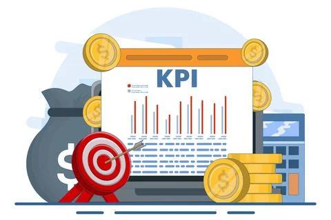 Technical concept of business key performance indicators or KPI. 스톡 일러스트