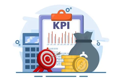 Technical concept of business key performance indicators or KPI Illustrazione stock
