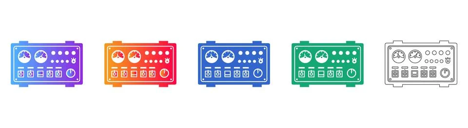 Technical Control Panel and Gauge Icons Ilustração Stock
