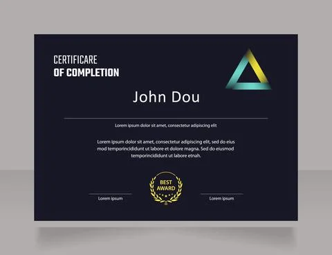 Technical course certificate design template Stock Illustration