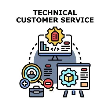 Technical customer service offering digital support to clients Stock Illustration