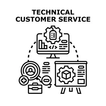 Technical customer service offering digital support to clients Stock Illustration