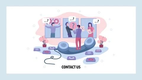 Technical customer support call center. Hotline operator chat with clients and Stock Illustration