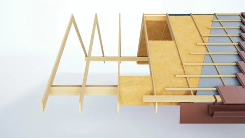 Technical cutaway of roof construction, constructive and technological layers. 動画素材 105085548