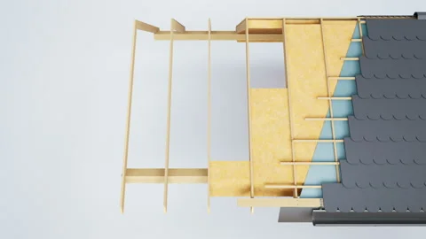 Technical cutaway of roof construction, constructive and technological layers. 動画素材 111330415