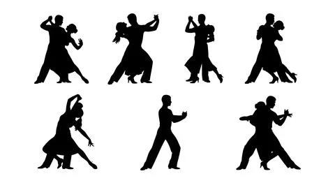 Technical Dance Frame Position Silhouettes Stock Illustration