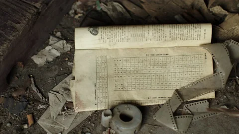 Technical data abandoned on the ground Stock Footage 232043079