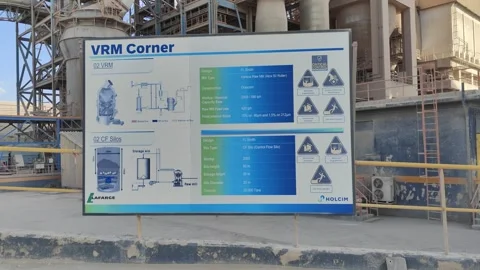 Technical Data Plate of FLSmidth Vertical Raw Mill in Cement Factory Stock Footage 333342757