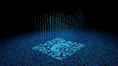 Technical data QR code and Euro, data identification Stock Illustration