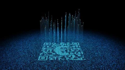 Technical data QR code and Euro, data identification Stock Illustration