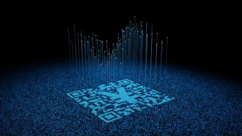 Technical data QR code and RMB, data identification Stock Illustration