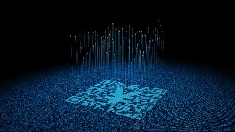 Technical data QR code and RMB, data identification イラスト素材