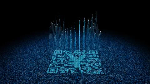 Technical data QR code and RMB, data identification Stock Illustration
