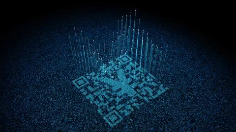 Technical data QR code and RMB, data identification Stock Illustration