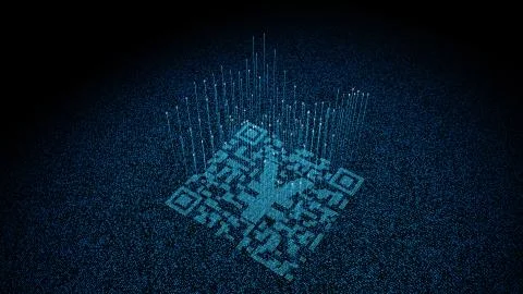 Technical data QR code and RMB, data identification 스톡 일러스트