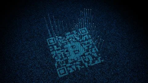 Technical data QR code and Bitcoin, data identification Illustrazione stock