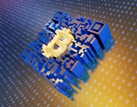 Technical data QR code and Bitcoin, data identification イラスト素材