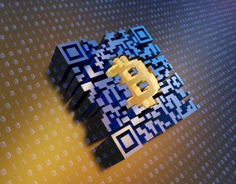 Technical data QR code and Bitcoin, data identification イラスト素材
