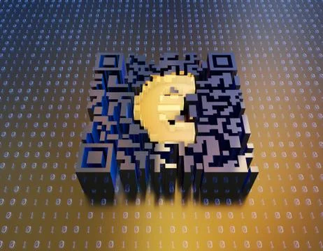 Technical data QR code and Euro, data identification Stock Illustration