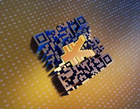 Technical data QR code and RMB, data identification Stock Illustration