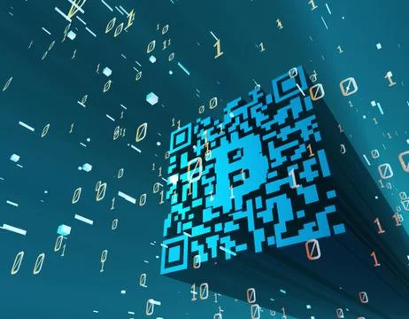 Technical data QR code and Bitcoin, data identification イラスト素材