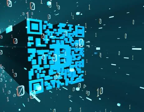 Technical data QR code and Bitcoin, data identification イラスト素材