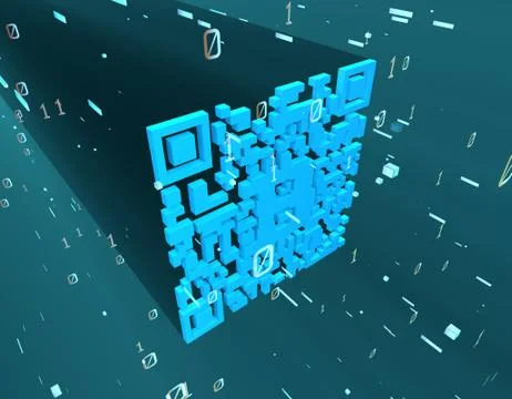 Technical data QR code and Bitcoin, data identification Illustrazione stock