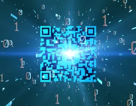 Technical data QR code and Bitcoin, data identification イラスト素材