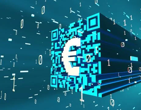 Technical data QR code and Euro, data identification イラスト素材
