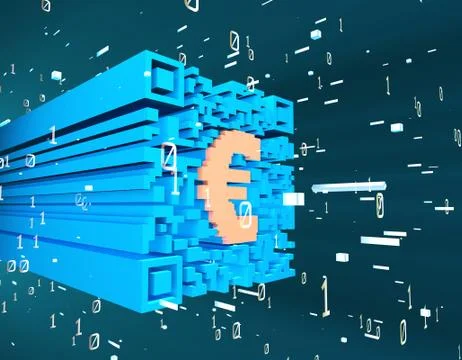 Technical data QR code and Euro, data identification 库存插图