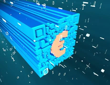 Technical data QR code and Euro, data identification 库存插图