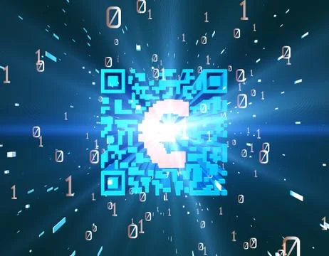 Technical data QR code and Euro, data identification イラスト素材