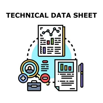 Technical data sheet analyzing business information document Illustrazione stock