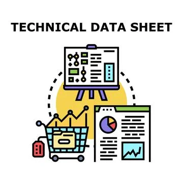 Technical data sheet information analysis marketing planning Stock Illustration