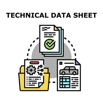 Technical data sheet for product specification documentation Stock Illustration