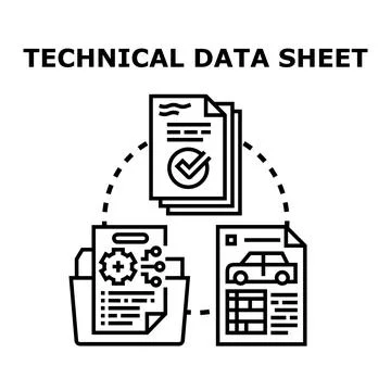 Technical data sheet for product specification documentation Stockillustratie