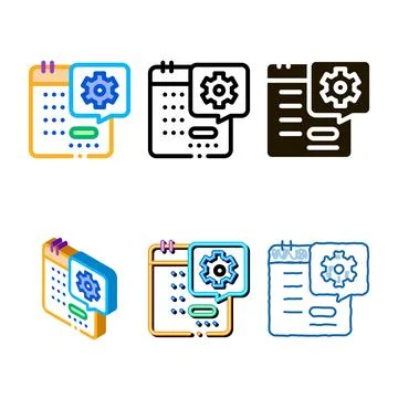 Technical day pack on calendar icon vector outline Illustrazione stock