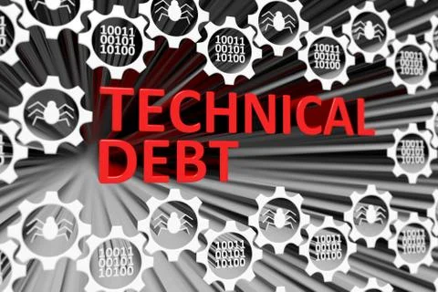 TECHNICAL DEBT concept blurred background 3d render illustration Stock Illustration