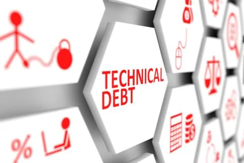 Technical debt concept cell blurred background 3d illustration Stock Illustration